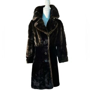 Borgazia Deep Brown Luxe Faux Fur Long Coat